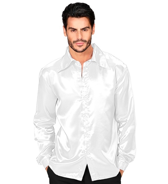 chemise satin blanche disco
