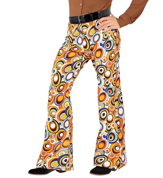 Pantalon année 70 style groovy à motifs