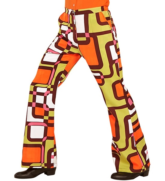 Pantalon année 70 style groovy à motifs
