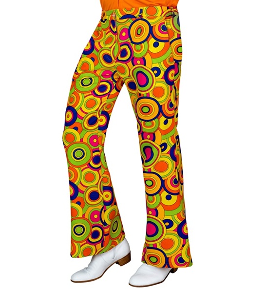 Pantalon année 70 style groovy à  motifs