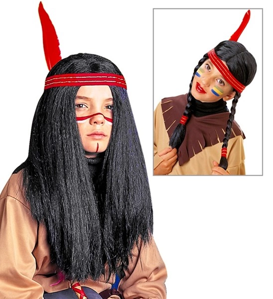 "PERRUQUE INDIEN ET INDIENNE" 2 modèles au choix - en sachet (enfant)