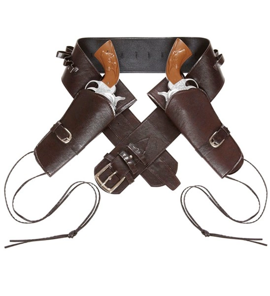 "DOUBLE HOLSTER ET CEINTURE WESTERN MARRONS AUTHENTIQUES" Simili