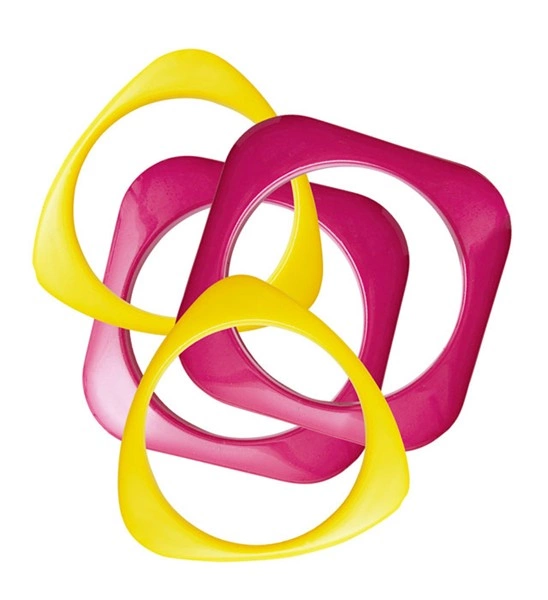 Set de "4 BRACELETS DISCO ROSES ET JAUNES"