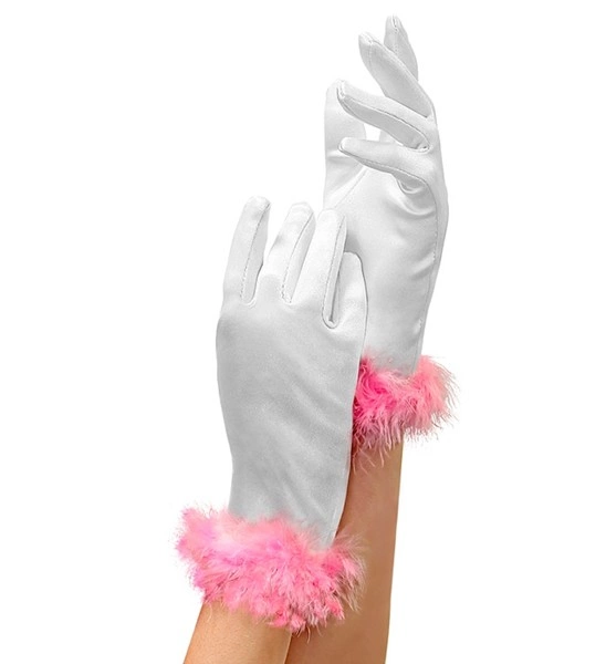 "GANTS GLAMOUR SATIN AVEC BORDURE MARABOU" taille enfant
