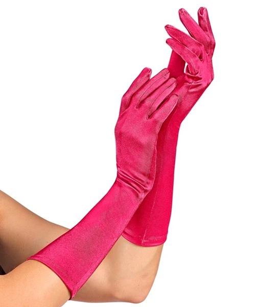 "GANTS SATIN ÉLASTHANNE FUCHSIA" 40 cm