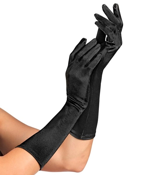 "GANTS SATIN ÉLASTHANNE NOIRS" 40 cm