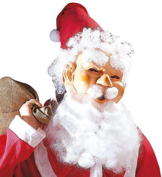 "MASQUE PERE-NOEL" avec chapeau, cheveux, sourcils, moustache et grande barbe