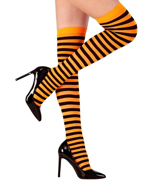 “CHAUSSETTES RAYEES ORANGE FLUORESCENTES” 70 DEN