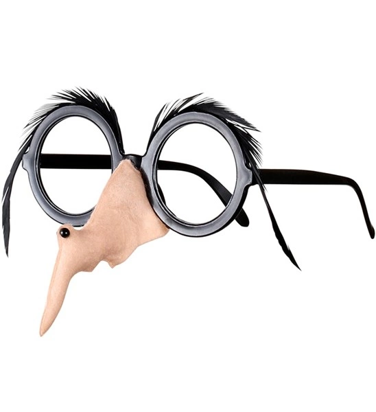 "LUNETTES AVEC NEZ DE SORCIERE ET SOURCILS DE PLUMES NOIRES"