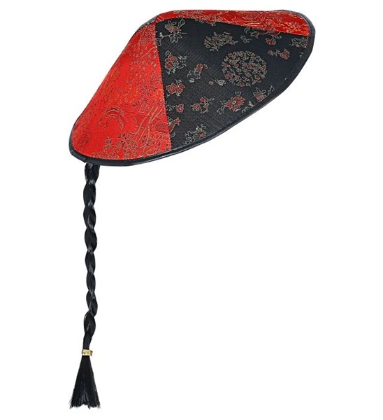 "CHAPEAU DE CHINOIS AVEC NATTE"