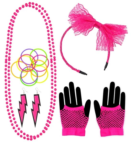 "ACCESSOIRES MODE ANNEES 80 ROSE FLUO"