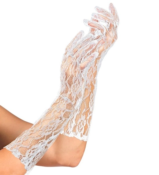 "LONGS GANTS DENTELLE BLANCS" 40 cm