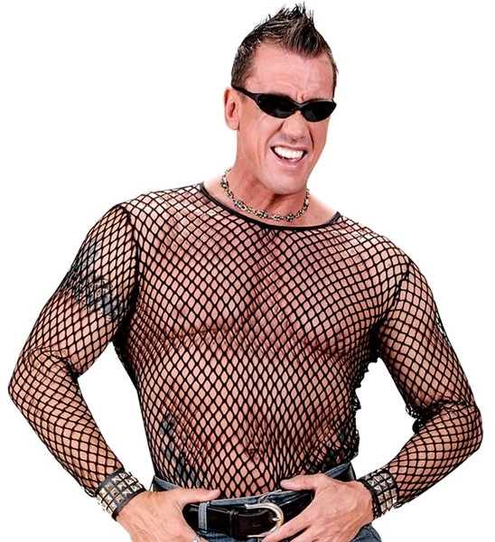"80s / PUNK / ROCKER" T-shirt en resille - noire