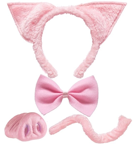 "SET COCHON" (oreilles, nez, nœud papillon, queue)