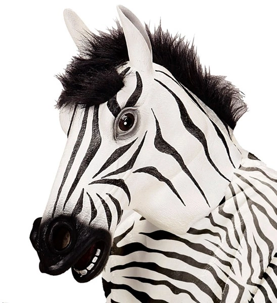 "MASQUE DE ZEBRE TETE COMPLETE AVEC CRINS PELUCHE"