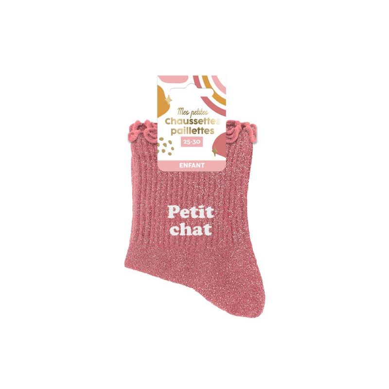 CHAUSSETTES PAILLETTES PETIT CHAT 3 - 6 ANS FILLE.