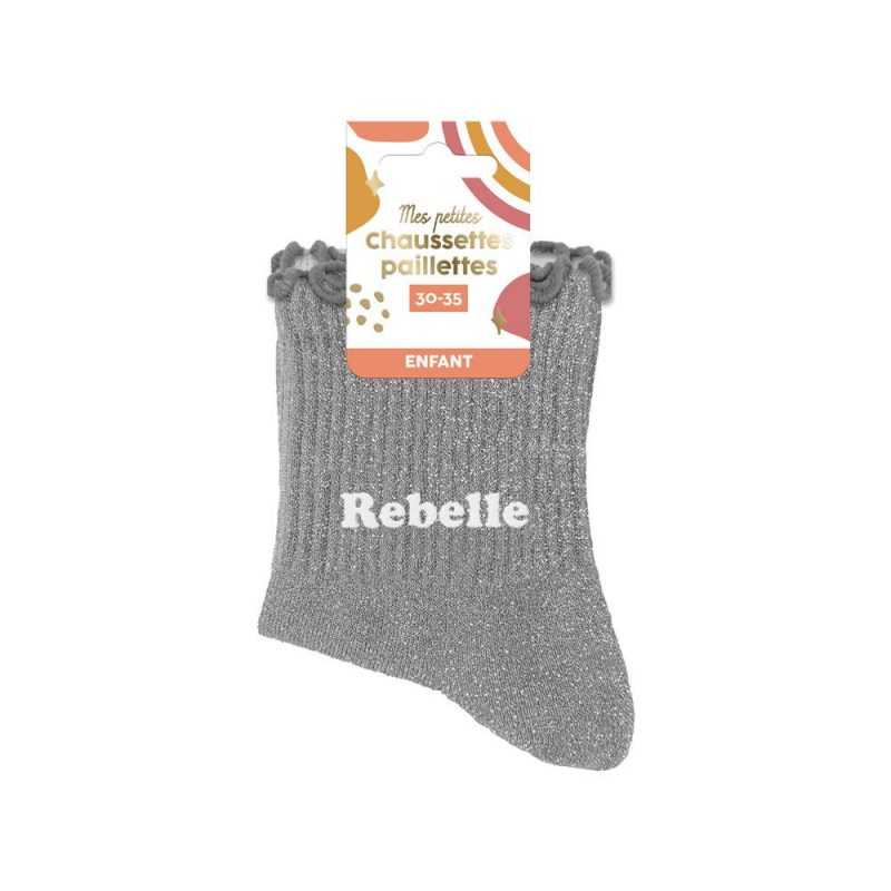 CHAUSSETTES PAILLETTES REBELLE 6 - 10 ANS FILLE.