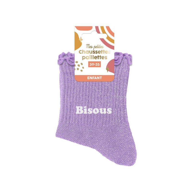 CHAUSSETTES PAILLETTES BISOUS 6 - 10 ANS FILLE