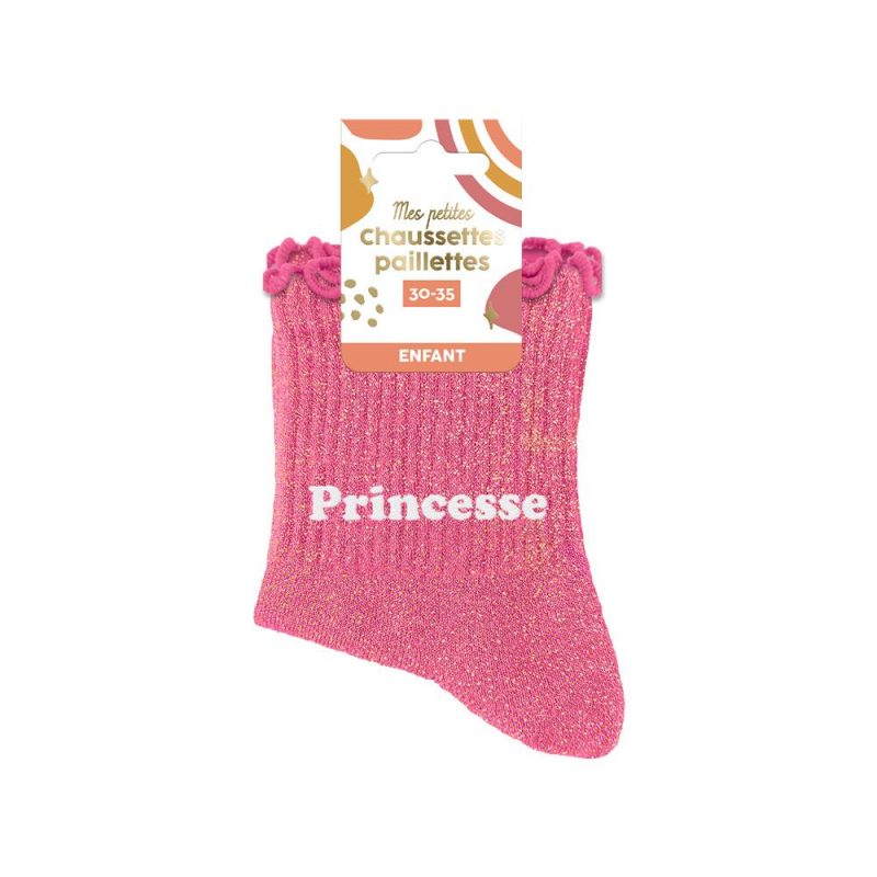 CHAUSSETTES PAILLETTES PRINCESSE 6 - 10 ANS FILLE