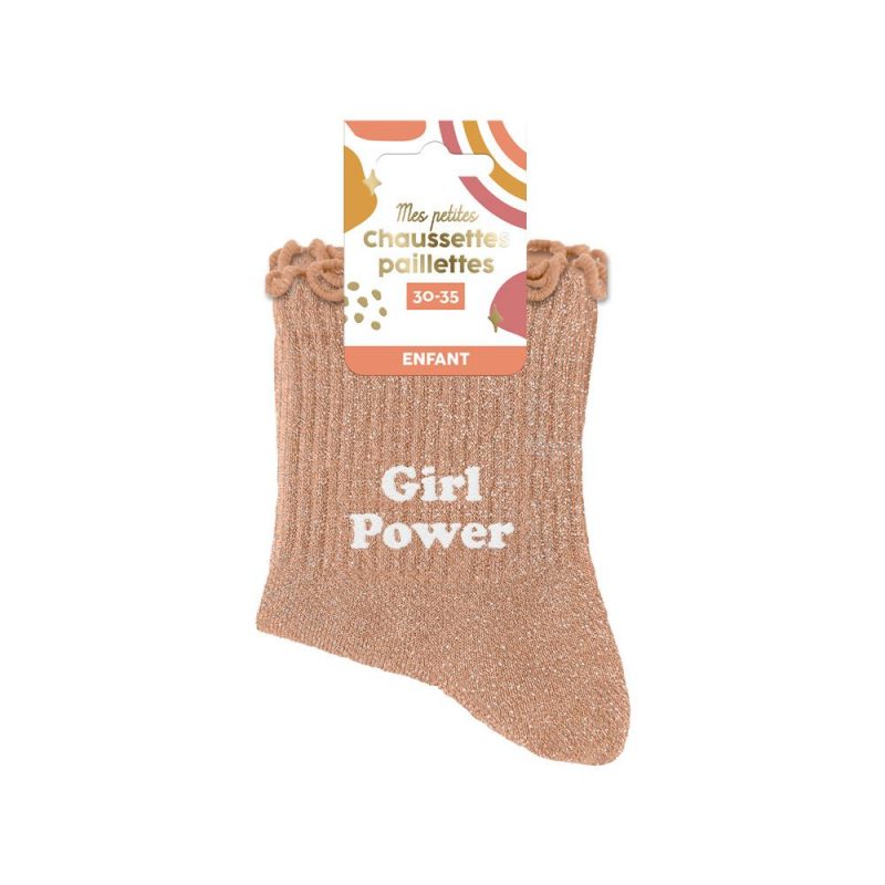 CHAUSSETTES PAILLETTES GIRL POWER 6 - 10 ANS FILLE