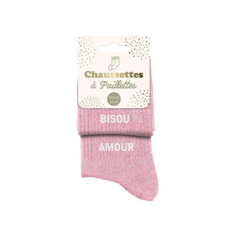 CHAUSSETTES PAILLETTES DUO BISOU AMOUR.