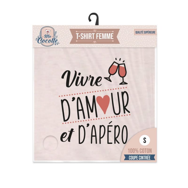 T-SHIRT "VIVRE D AMOUR ET D APERO" TAILLE S.
