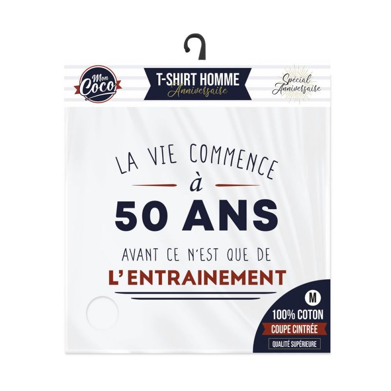 T SHIRT "LA VIE COMMENCE A 50 ANS AVANT CE N EST QUE DE L ENTRAINEMENT" HOMME M.