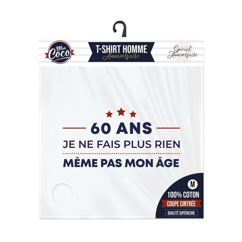 T SHIRT "60ANS JE NE FAIS PLUS RIEN MEME PAS MON AGE" HOMME M .