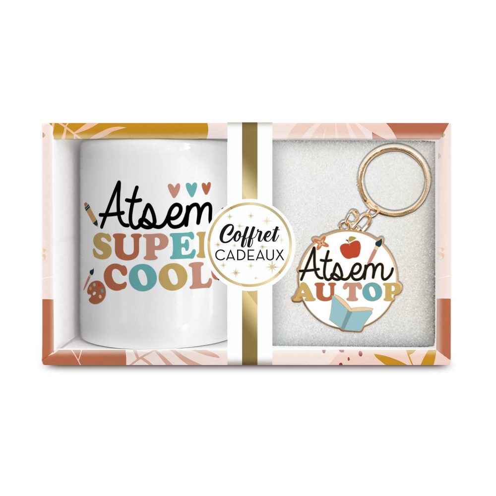 COFFRET MUG PORTE CLE "ATSEM"
