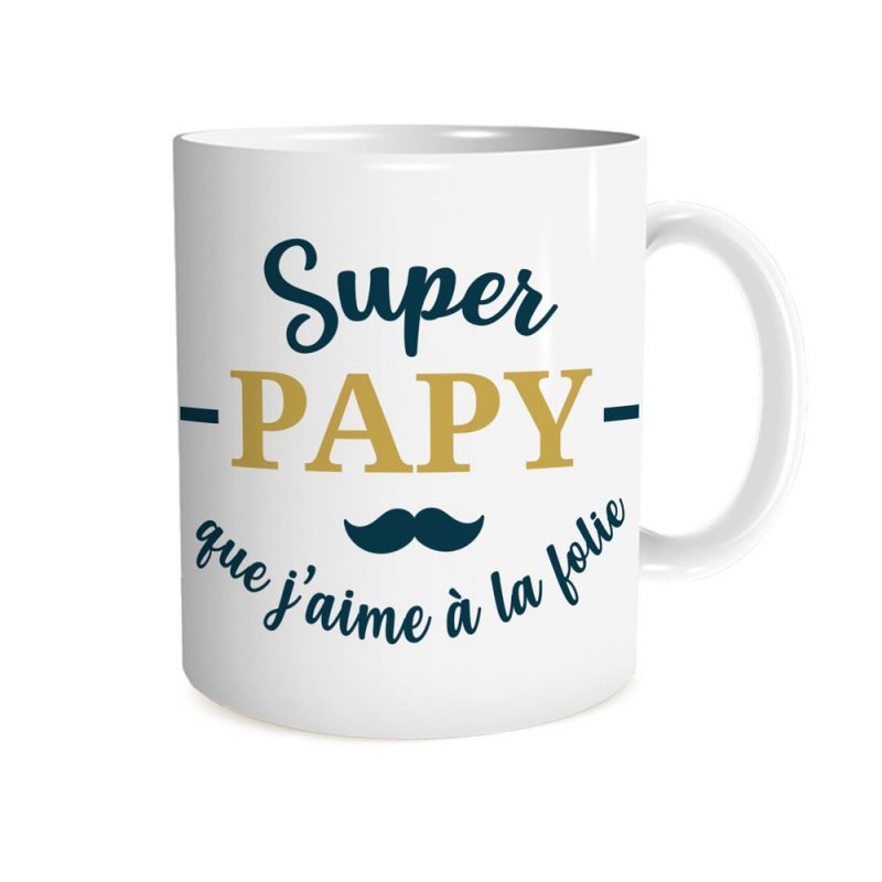 MUG "SUPER PAPY QUE J'AIME A LA FOLIE".