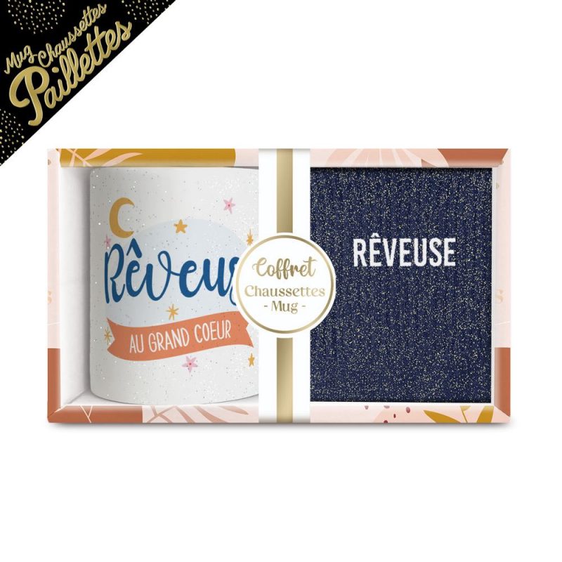 COFFRET MUG CHAUSSETTES PAILLETTES REVEUSE