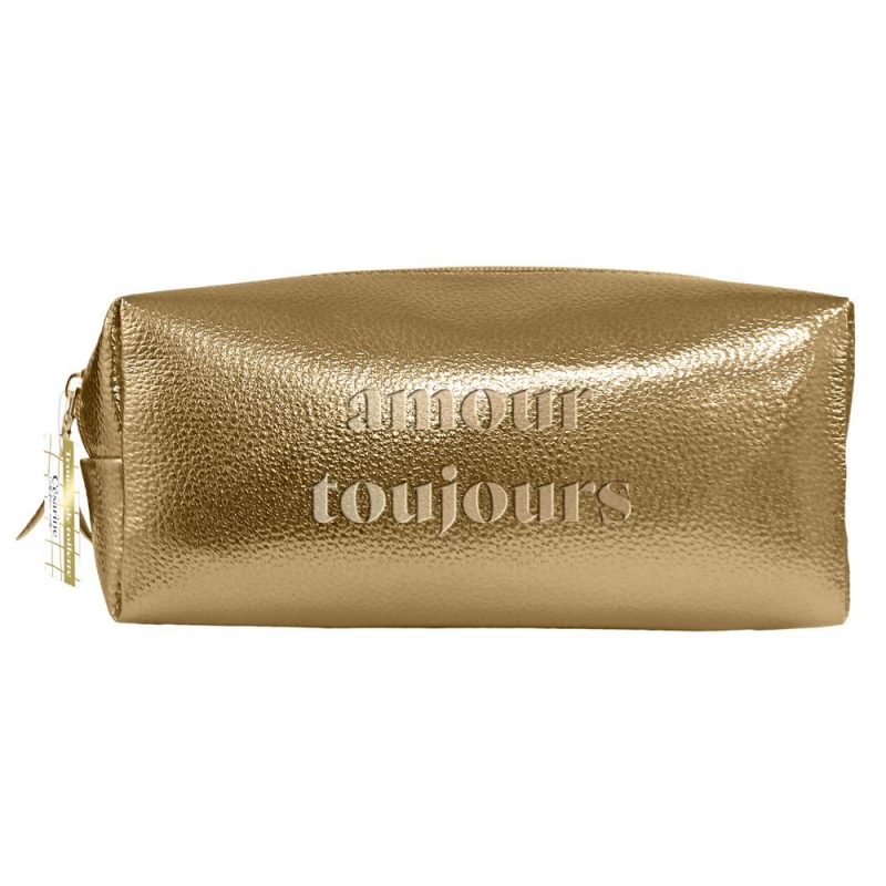 TROUSSE DE TOILETTE CUIR METAL OR.