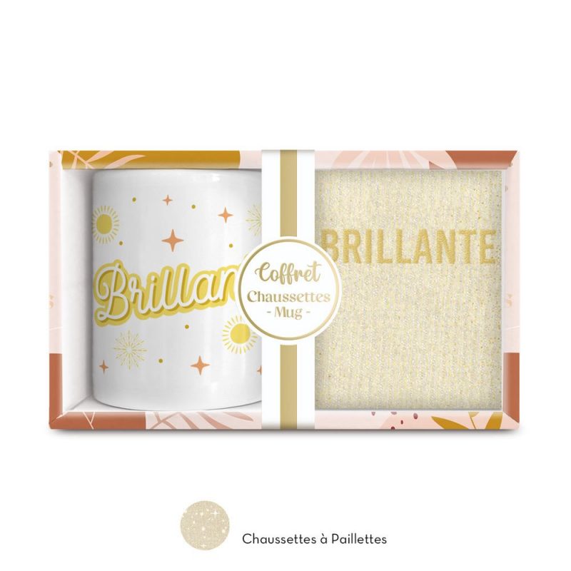 COFFRET MUG / CHAUSSETTES PAILLETTES BRILLANTE.