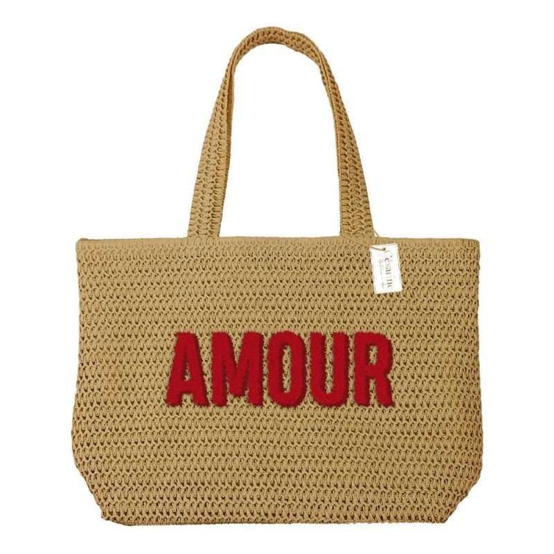 SAC ÉTÉ RAPHIA TUFTE AMOUR.