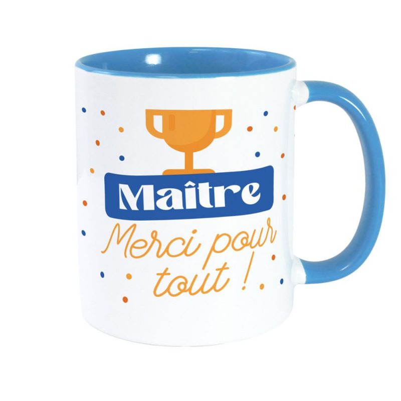 MUG BLEU MAITRE MERCI.