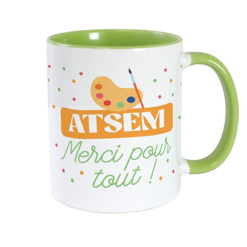 MUG VERT ATSEM MERCI.