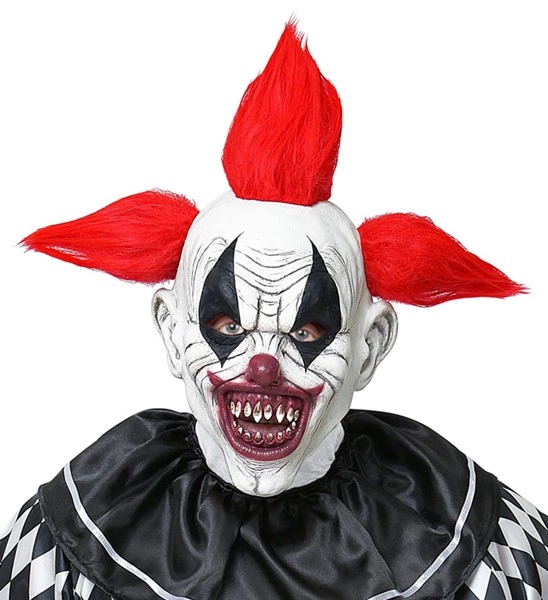 "MASQUE TÊTE ENTIÈRE CLOWN TERRIFIANT AVEC CHEVEUX"