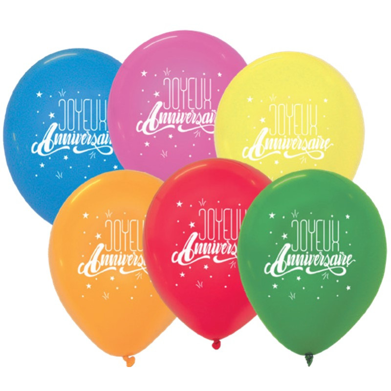6 Ballons Joyeux Anniversaire MULTI 30 cm
