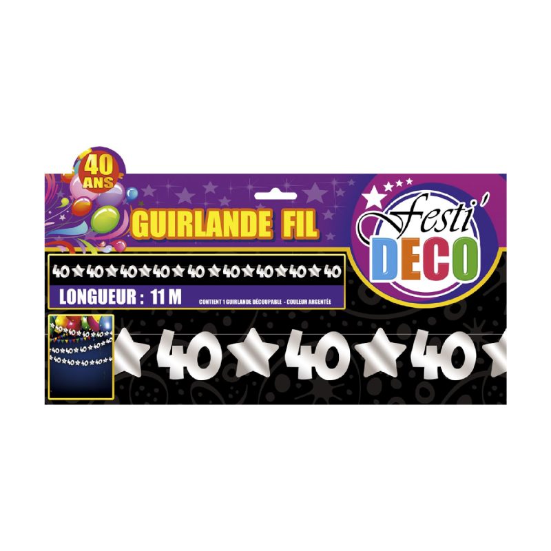 Guirlande avec fil anniversaire 40aine