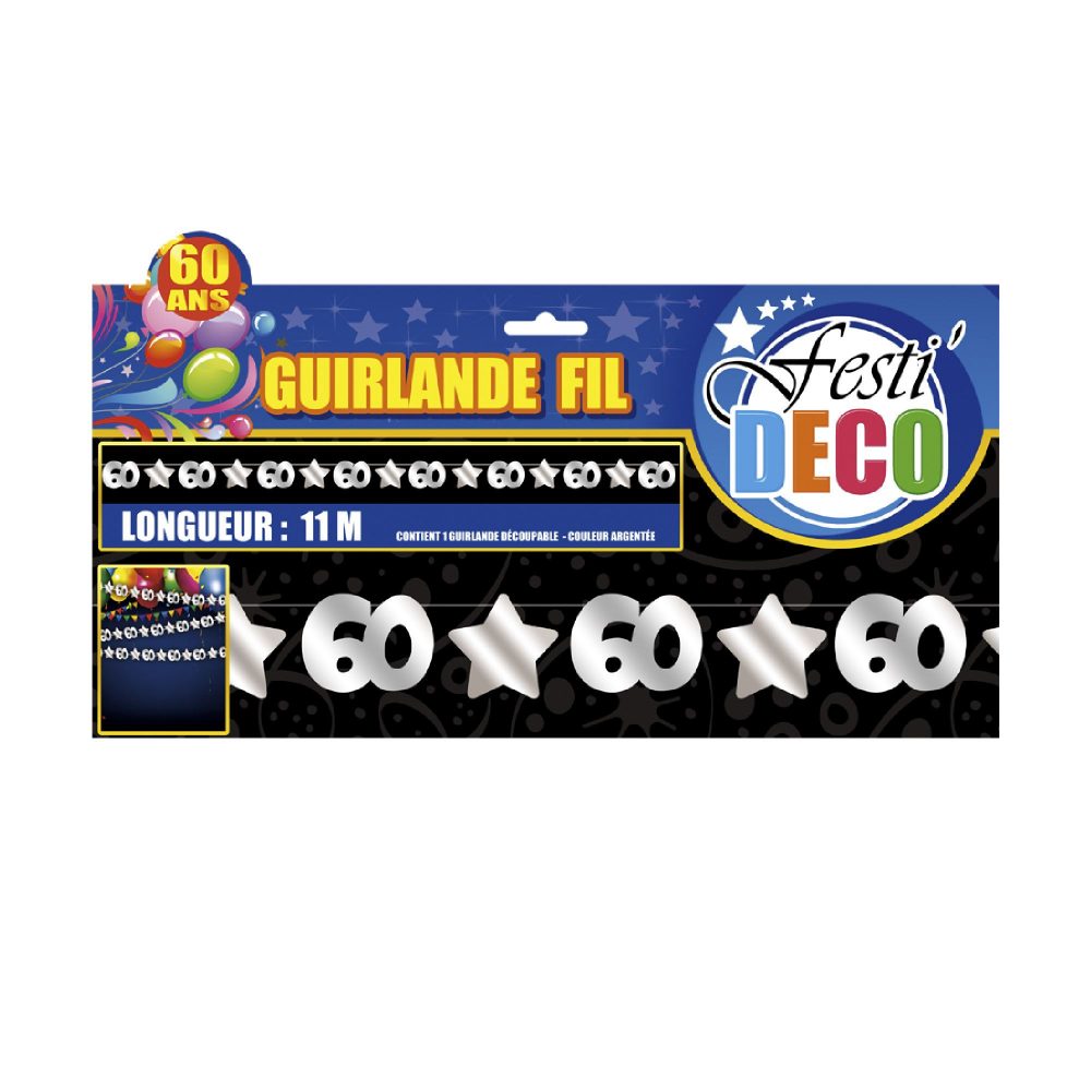 Guirlande avec fil anniversaire 60aine
