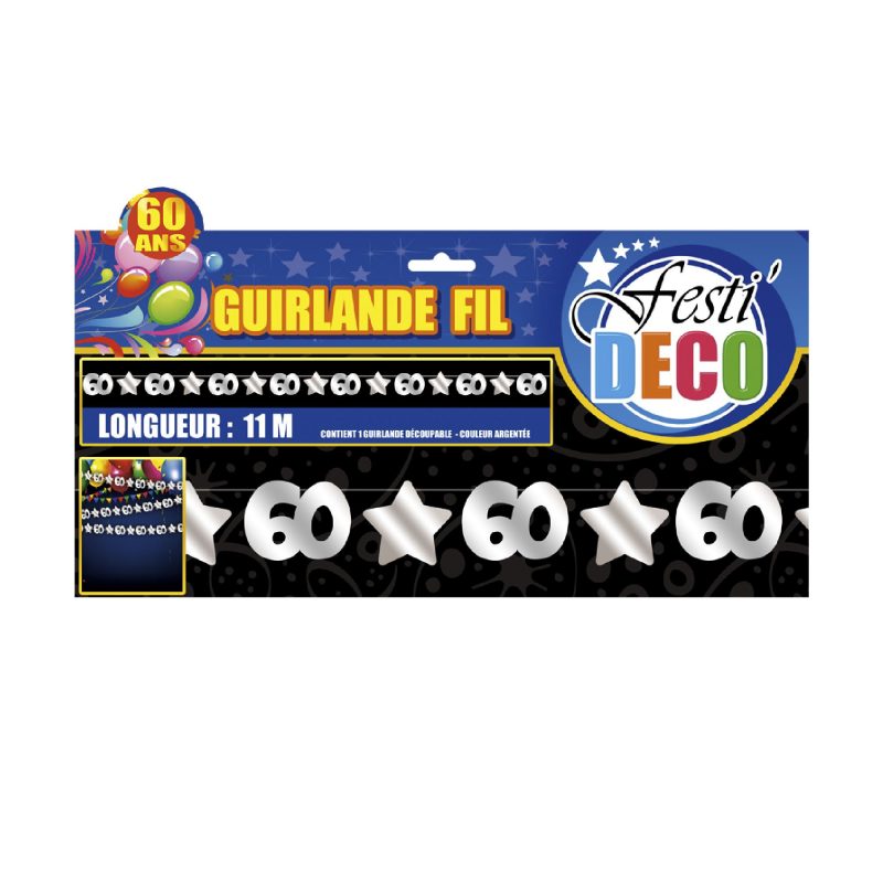 Guirlande avec fil anniversaire 60aine