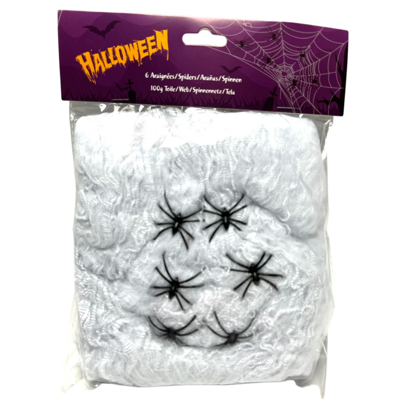 Toile d'araignée 100g + 6 araignées
