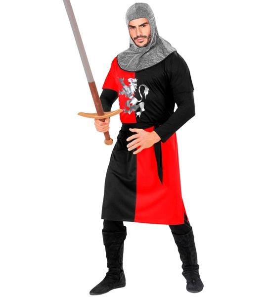 GUERRIER MEDIEVAL » – rouge (manteau, ceinture, capuche)